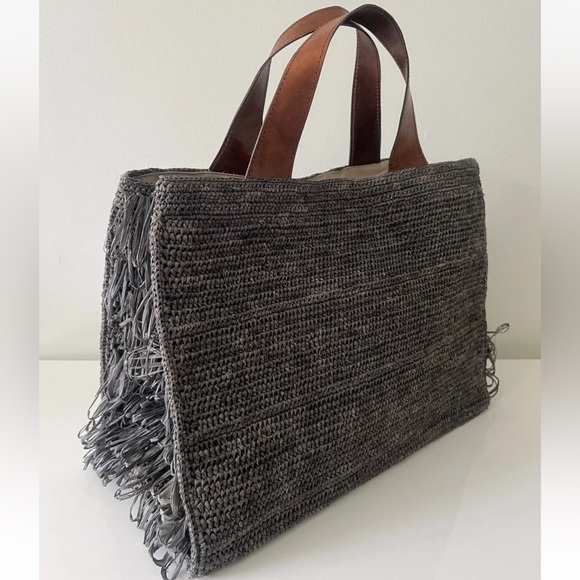 IBELIV Raffia Straw Onja Tote Bag Handbag, Grey - Picture 5 of 15
